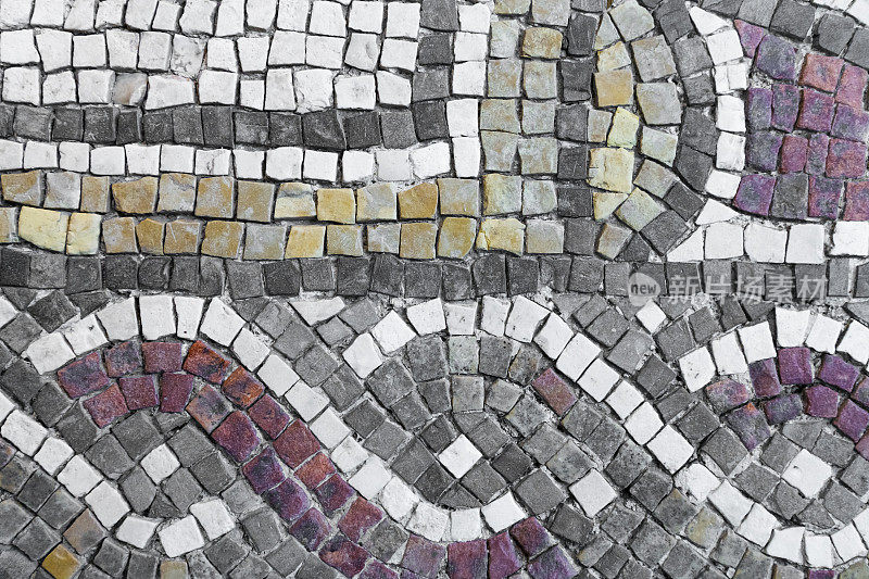 Lod马赛克瓷砖特写，以色列Lod镇著名的罗马马赛克地板，在Shelby White和Leon Levy Lod马赛克中心展出。马赛克描绘了陆地动物、鱼类和两艘罗马船只。